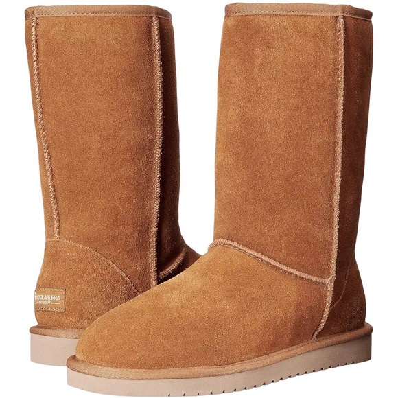 NWOB $90 Koolaburra by UGG Koola Tall Chestnut Suede Shearling Boots Women’s 9 - Picture 1 of 9